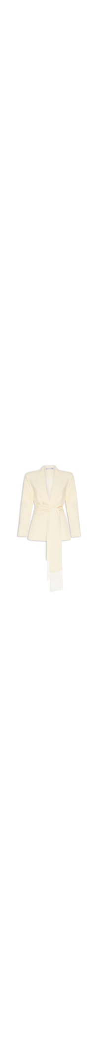 Blazer Feminino com Cinto em Franjas - Amarelo