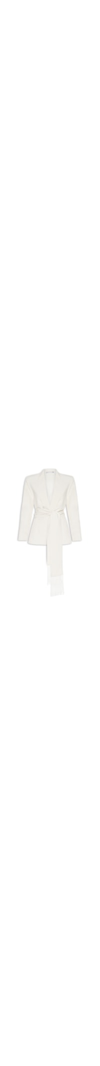 Blazer Feminino com Cinto em Franjas – Off White