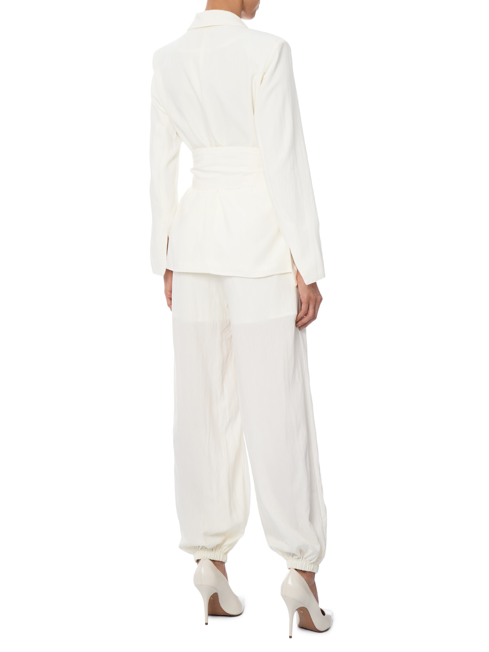 Blazer Feminino com Cinto em Franjas – Off White '2Essential