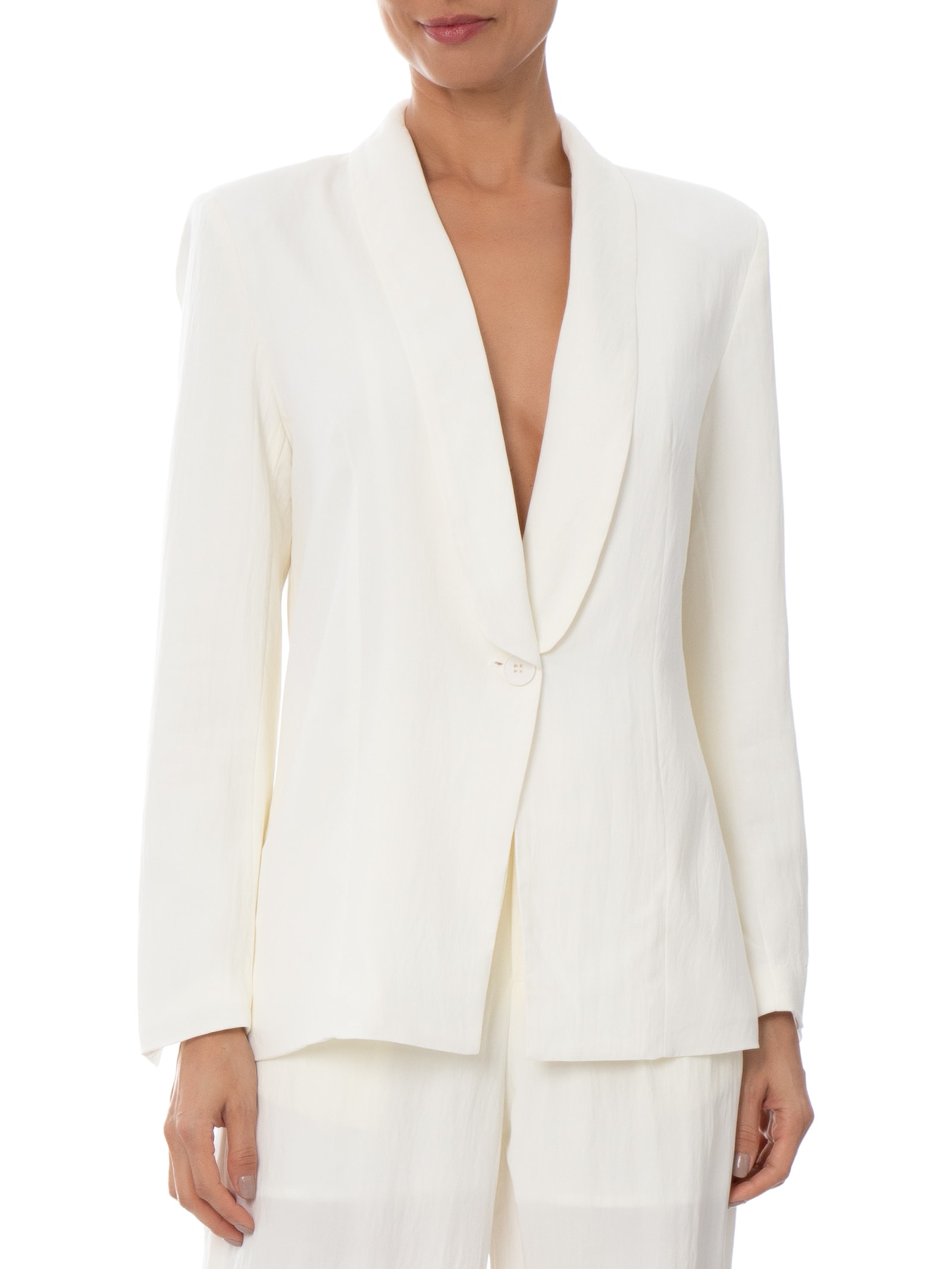 Blazer Feminino com Cinto em Franjas – Off White '2Essential