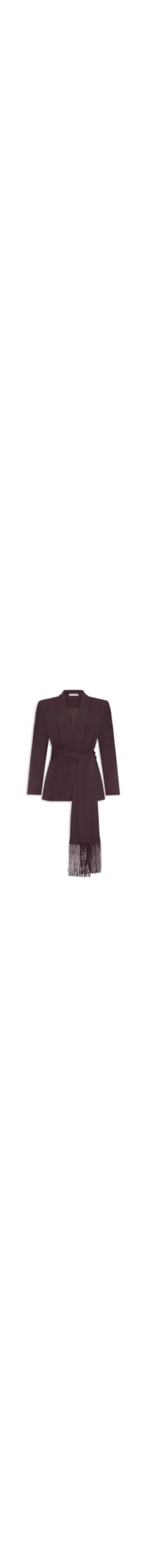 Blazer Feminino com Cinto em Franjas – Vermelho