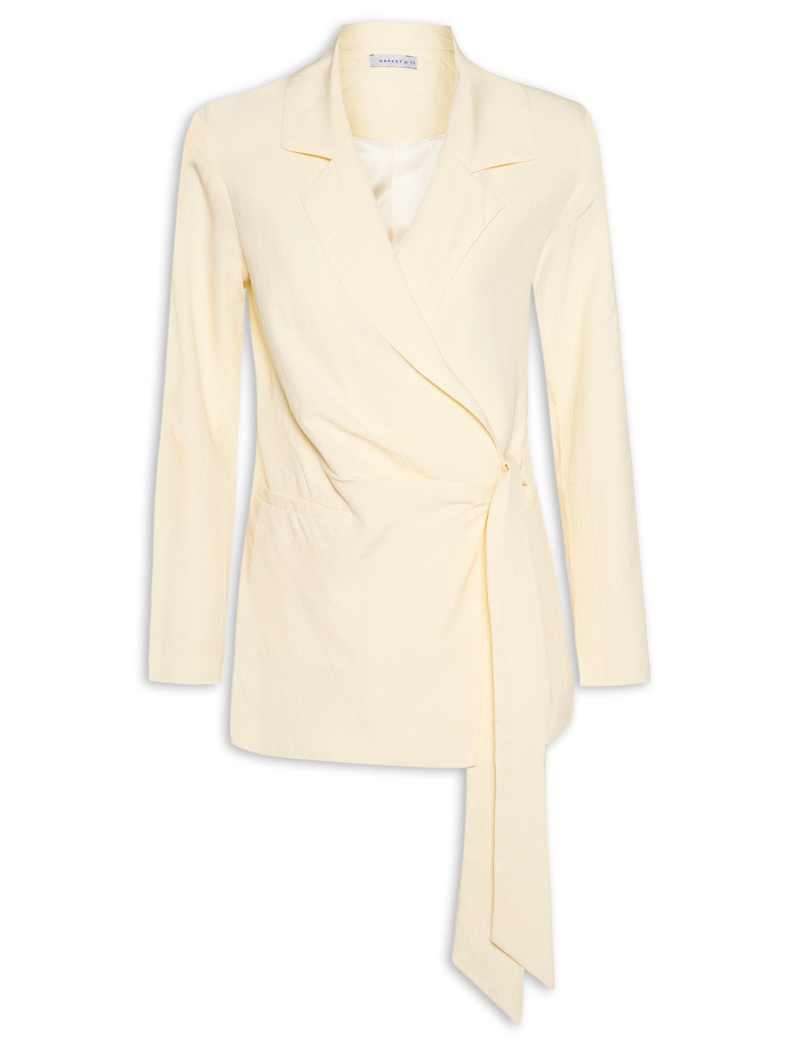 Blazer Feminino Com Fecho Em Amarração Amarelo Market 33