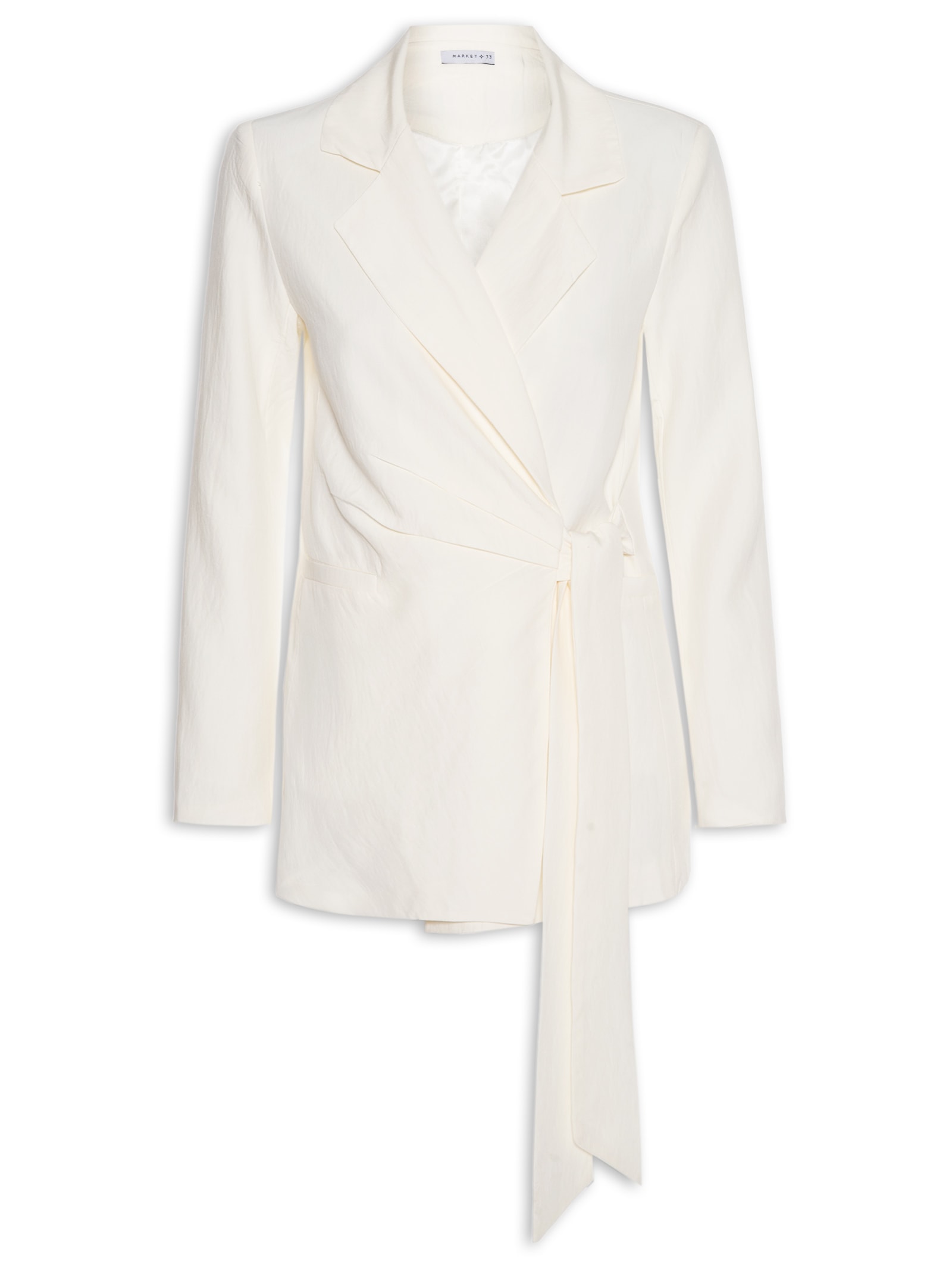 Blazer Feminino Com Fecho Em Amarração Bege Market 33