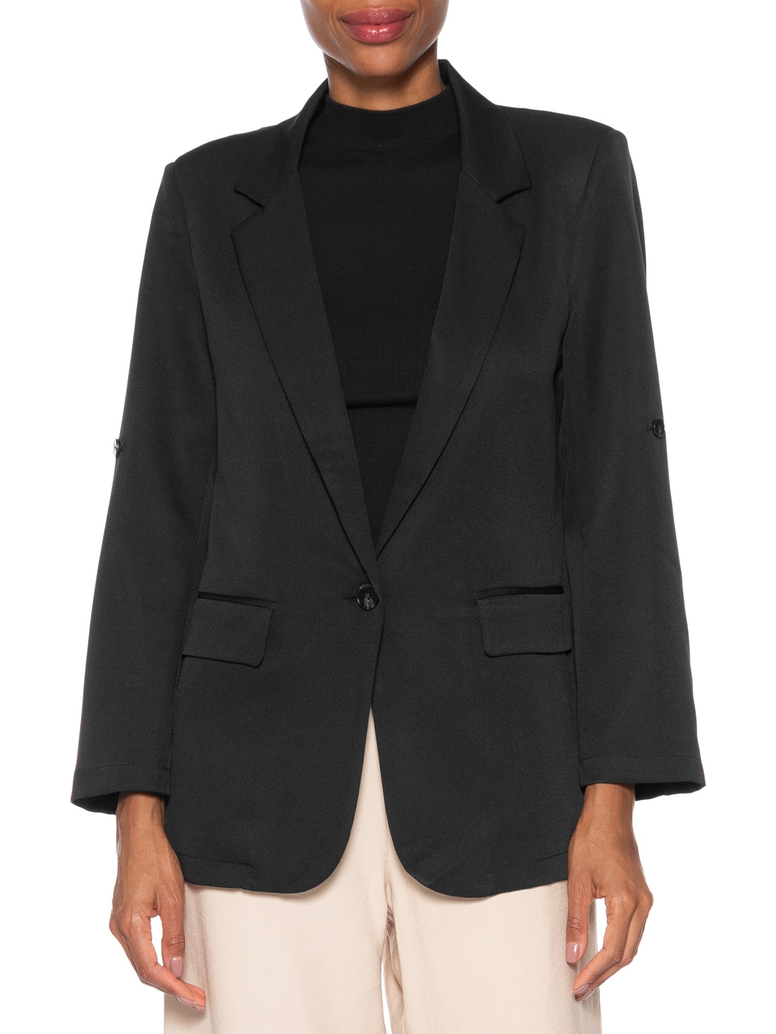 Blazer Feminino Com Martingale Preto Basiq