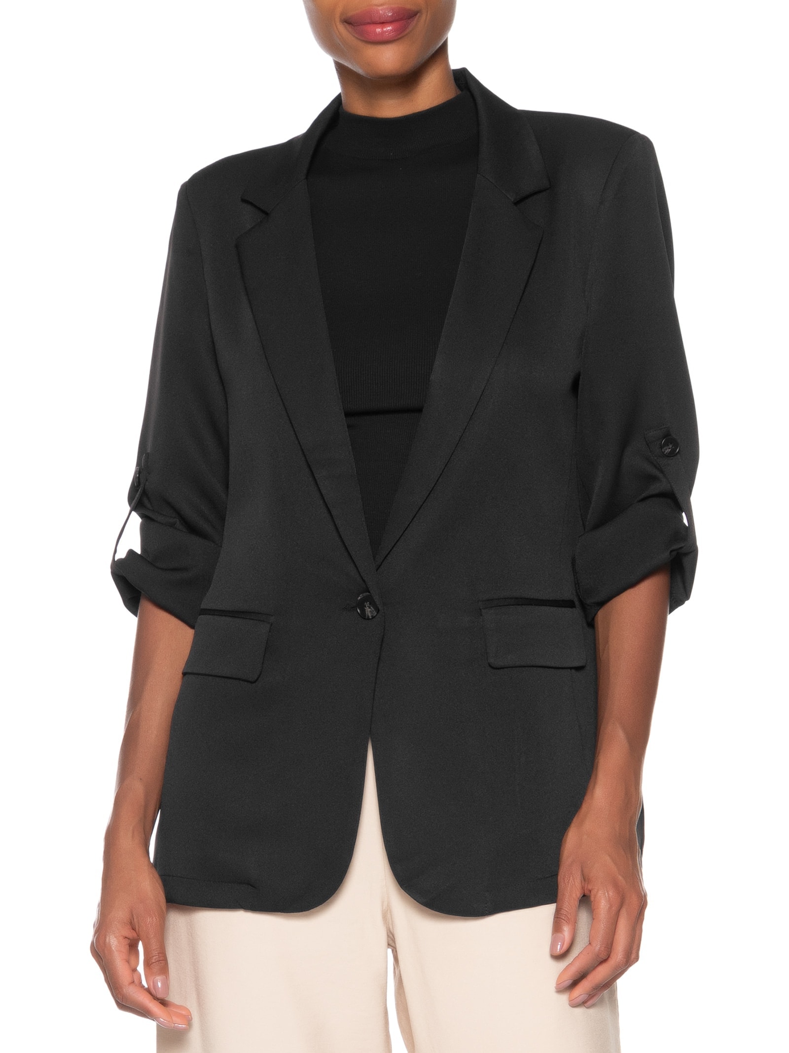 Blazer Feminino Com Martingale Preto Basiq