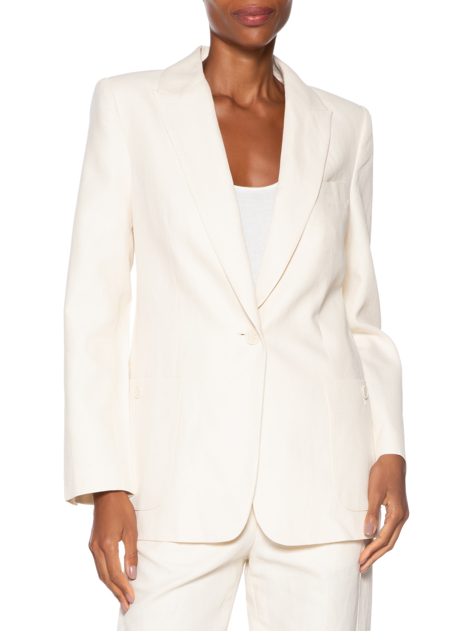 Blazer Feminino Cotton Linen Bege Animale