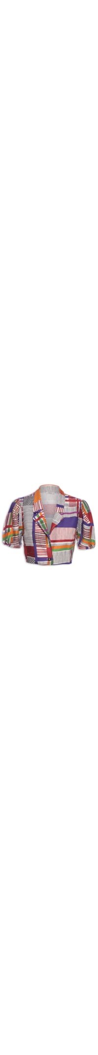 Blazer Feminino Cropped Com Manguinhas Bufantes - Vermelho