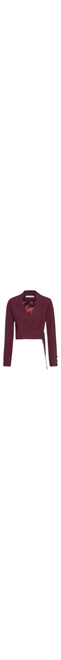 Blazer Feminino Cropped Em Crepe Com Fivela - Vinho