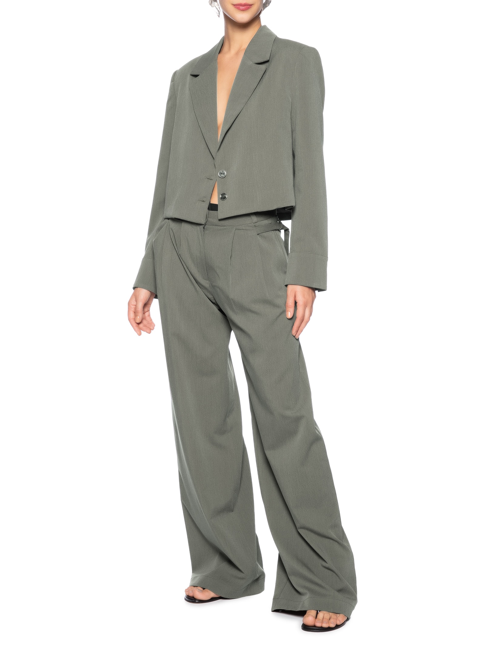 Blazer Feminino Cropped Punhos Cinza  Animale Jeans