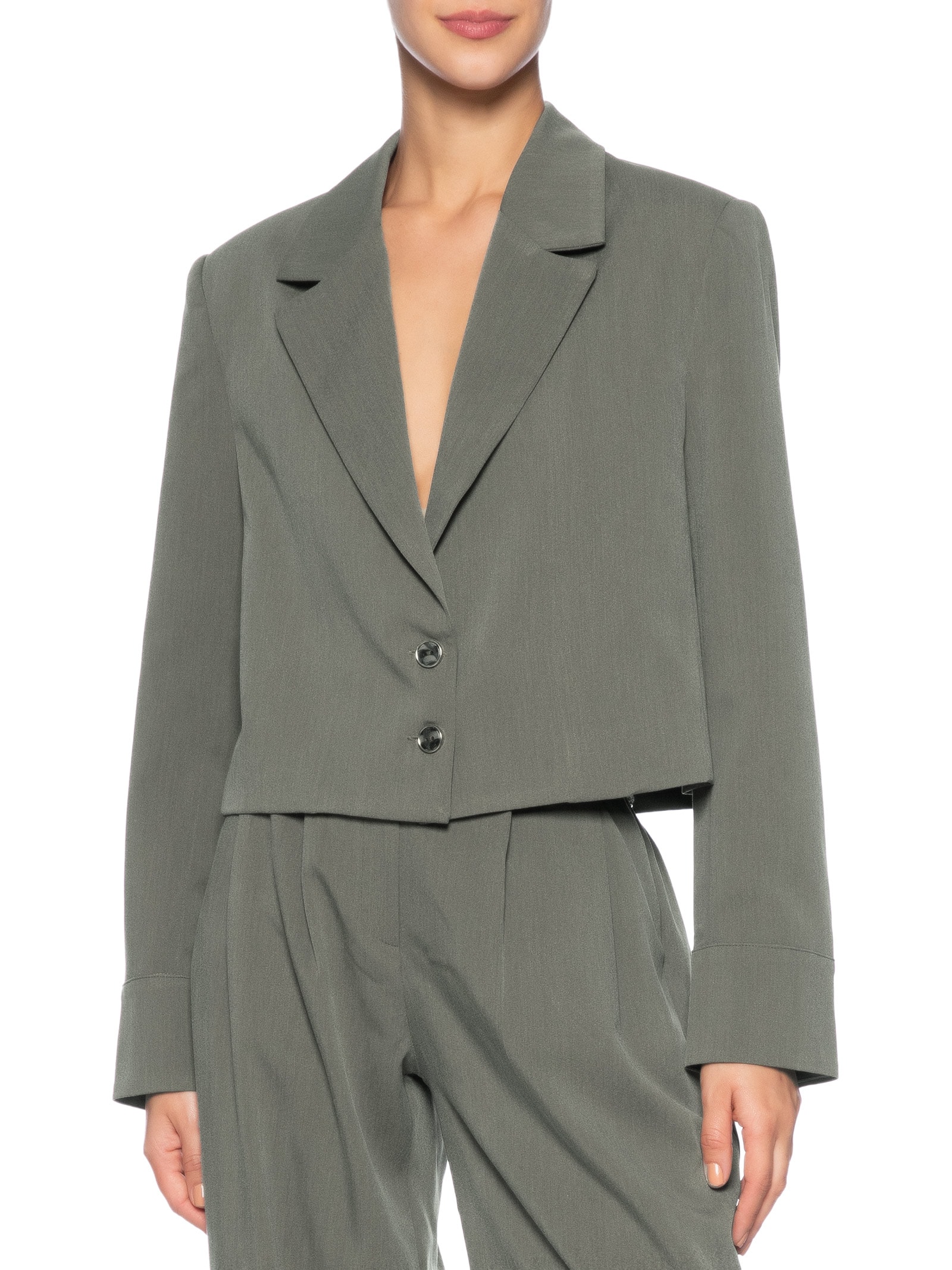 Blazer Feminino Cropped Punhos Cinza  Animale Jeans