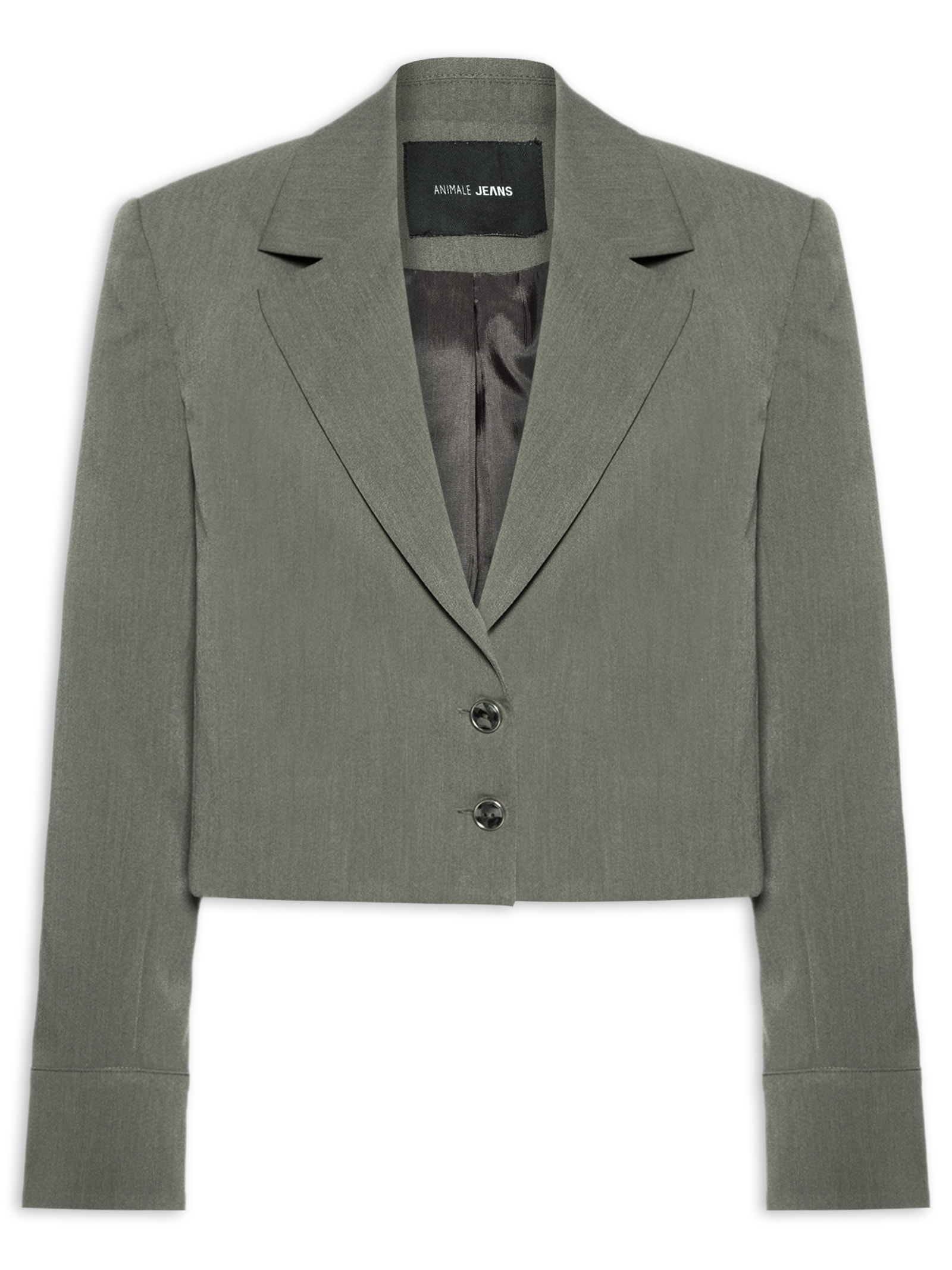 Blazer Feminino Cropped Punhos Cinza  Animale Jeans