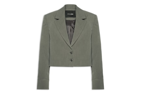Blazer Feminino Cropped Punhos - Cinza 
