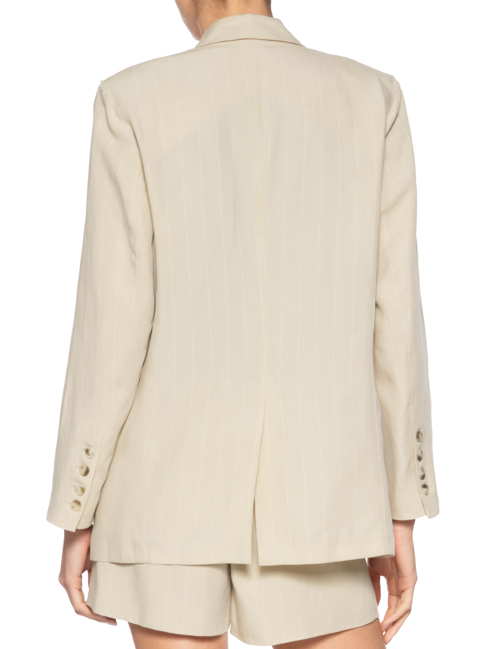 Blazer Feminino De Alfaiataria Fio Tinto Bege Animale Jeans