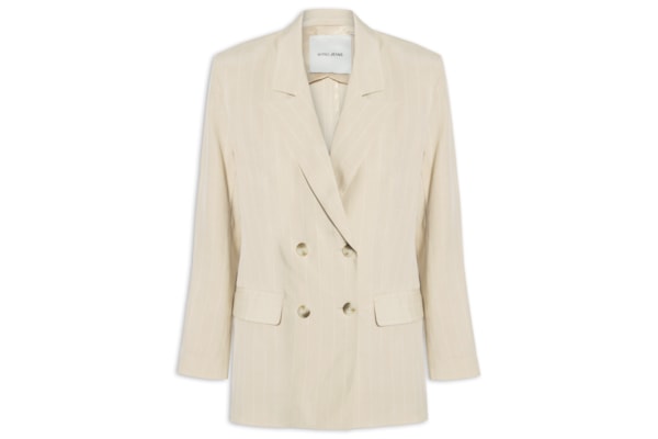 Blazer Feminino De Alfaiataria Fio Tinto - Bege