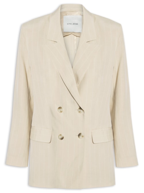 Blazer Feminino De Alfaiataria Fio Tinto – Bege