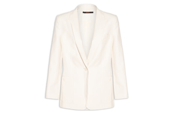 Blazer Feminino De Algodão Com Linho Reto Detalhe Bolsos Oversized - Bege