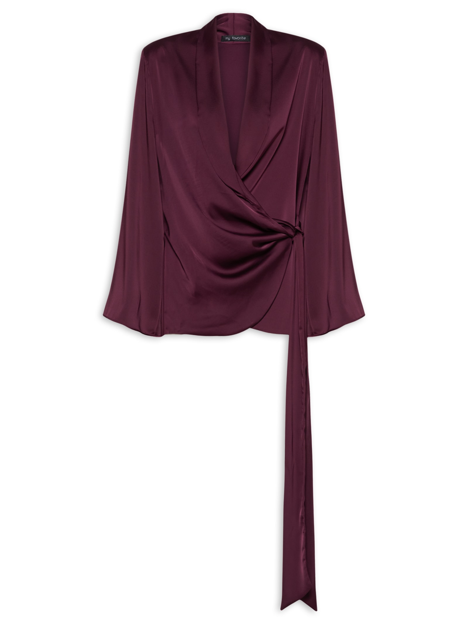 Blazer Feminino De Cetim Com Faixa Vermelho My Favorite