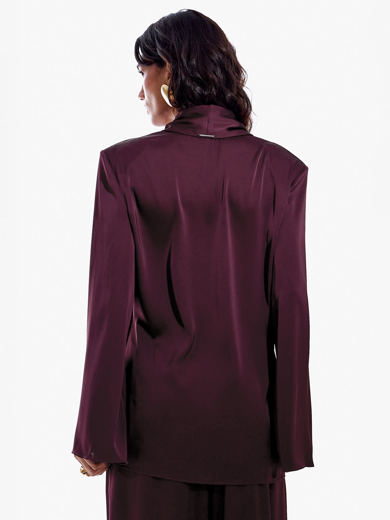 Blazer Feminino De Cetim Com Faixa Vermelho My Favorite