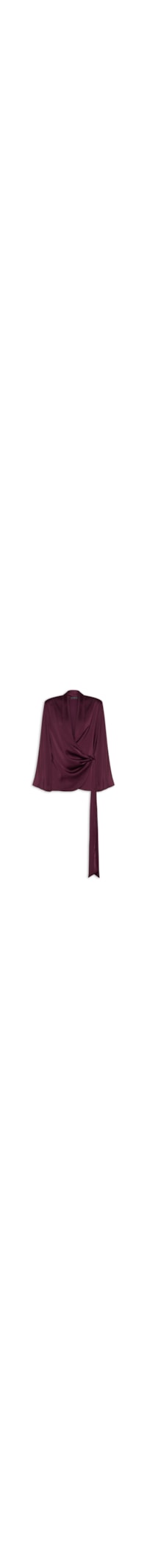 Blazer Feminino De Cetim Com Faixa - Vermelho