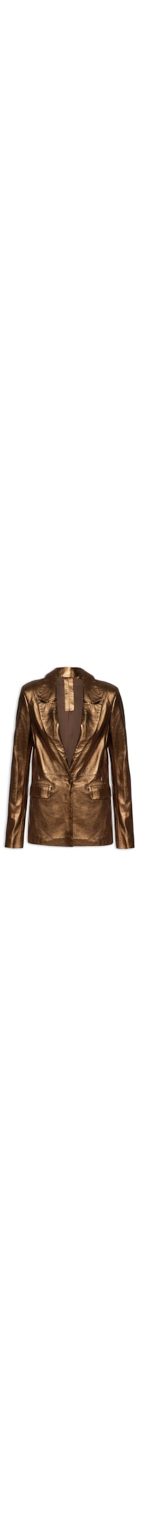 Blazer Feminino De Couro Oversized Metalizado - Dourado