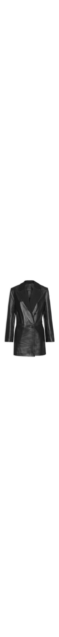 Blazer Feminino De Couro Transpassado Clássico - Preto
