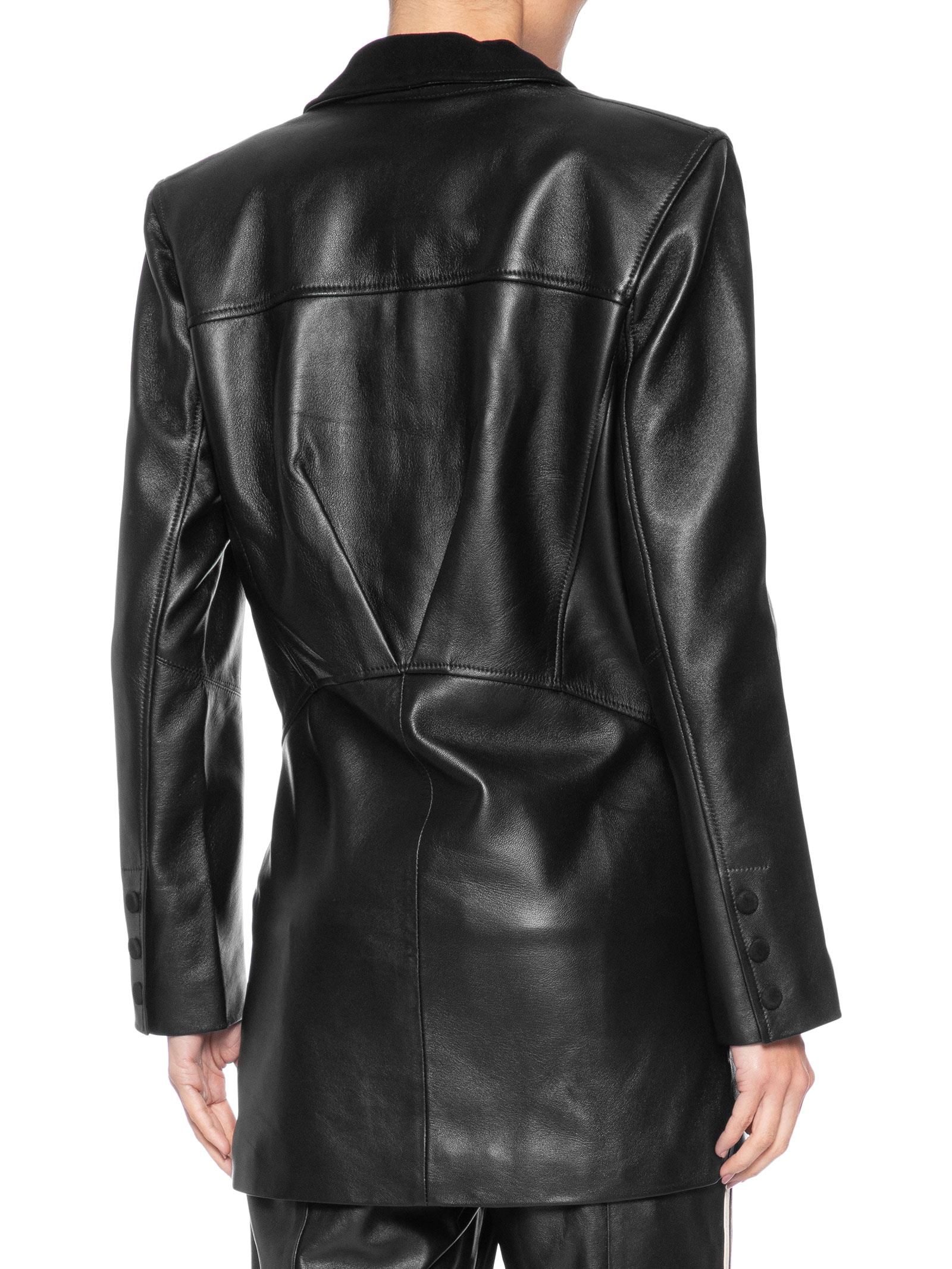 Blazer Feminino De Couro Transpassado Clássico Preto Animale