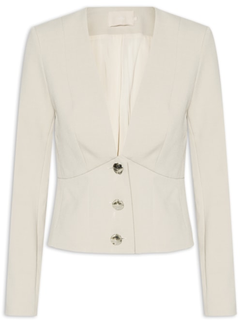 Blazer Feminino Decote V Recortes Highline – Cinza
