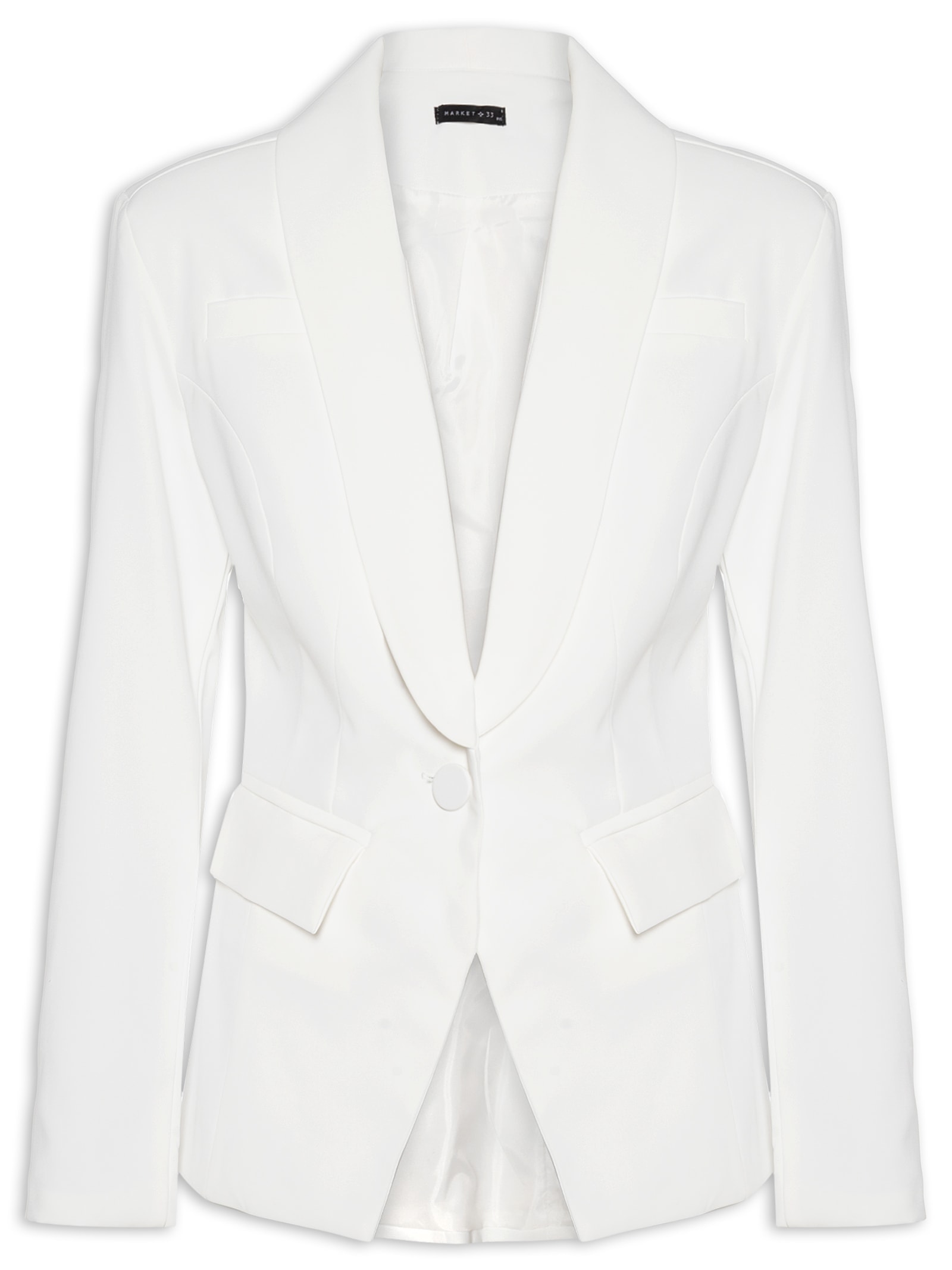 Blazer Feminino Em Alfaiataria Acinturado Off White Market 33