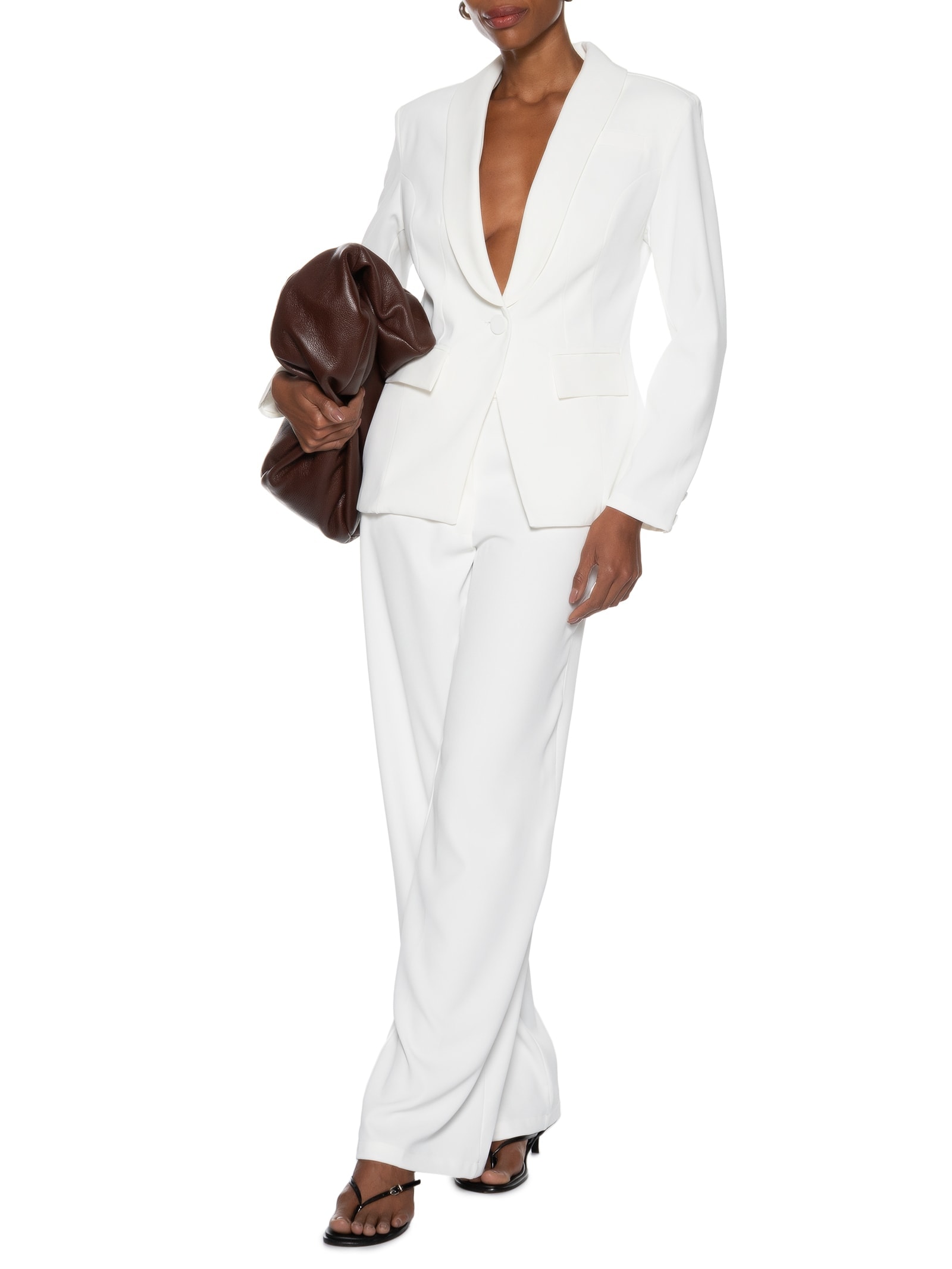 Blazer Feminino Em Alfaiataria Acinturado Off White Market 33