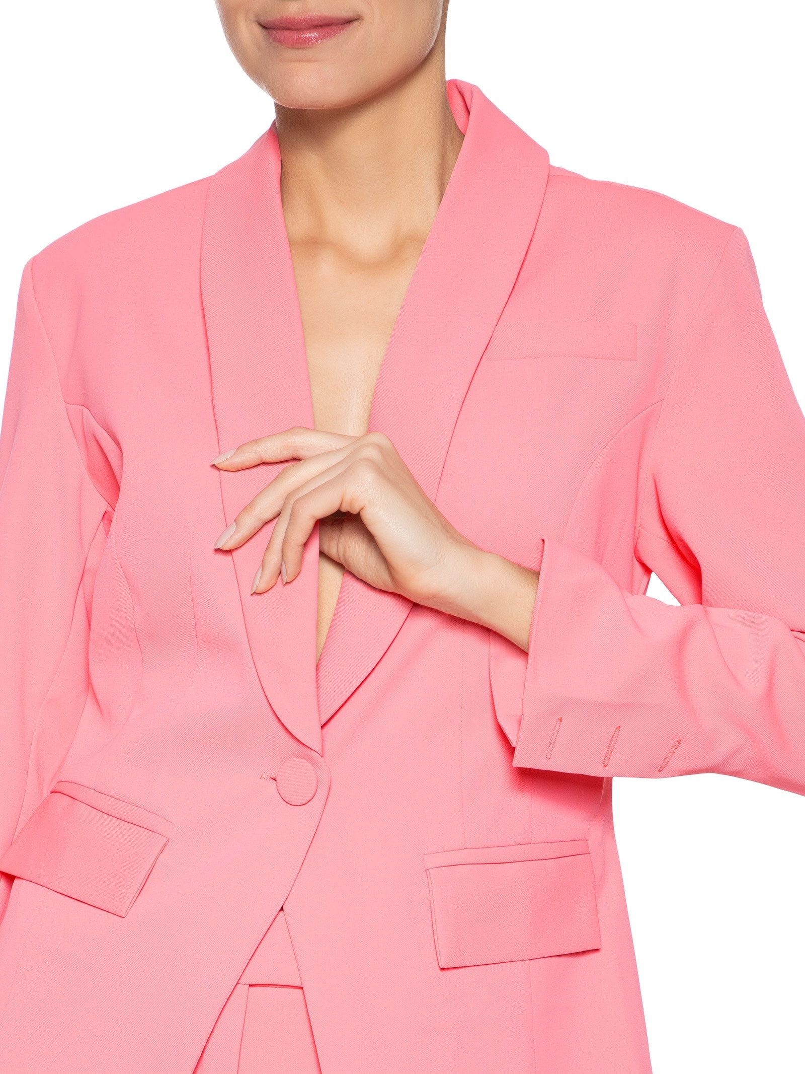 Blazer Feminino Em Alfaiataria Acinturado Rosa  Market 33