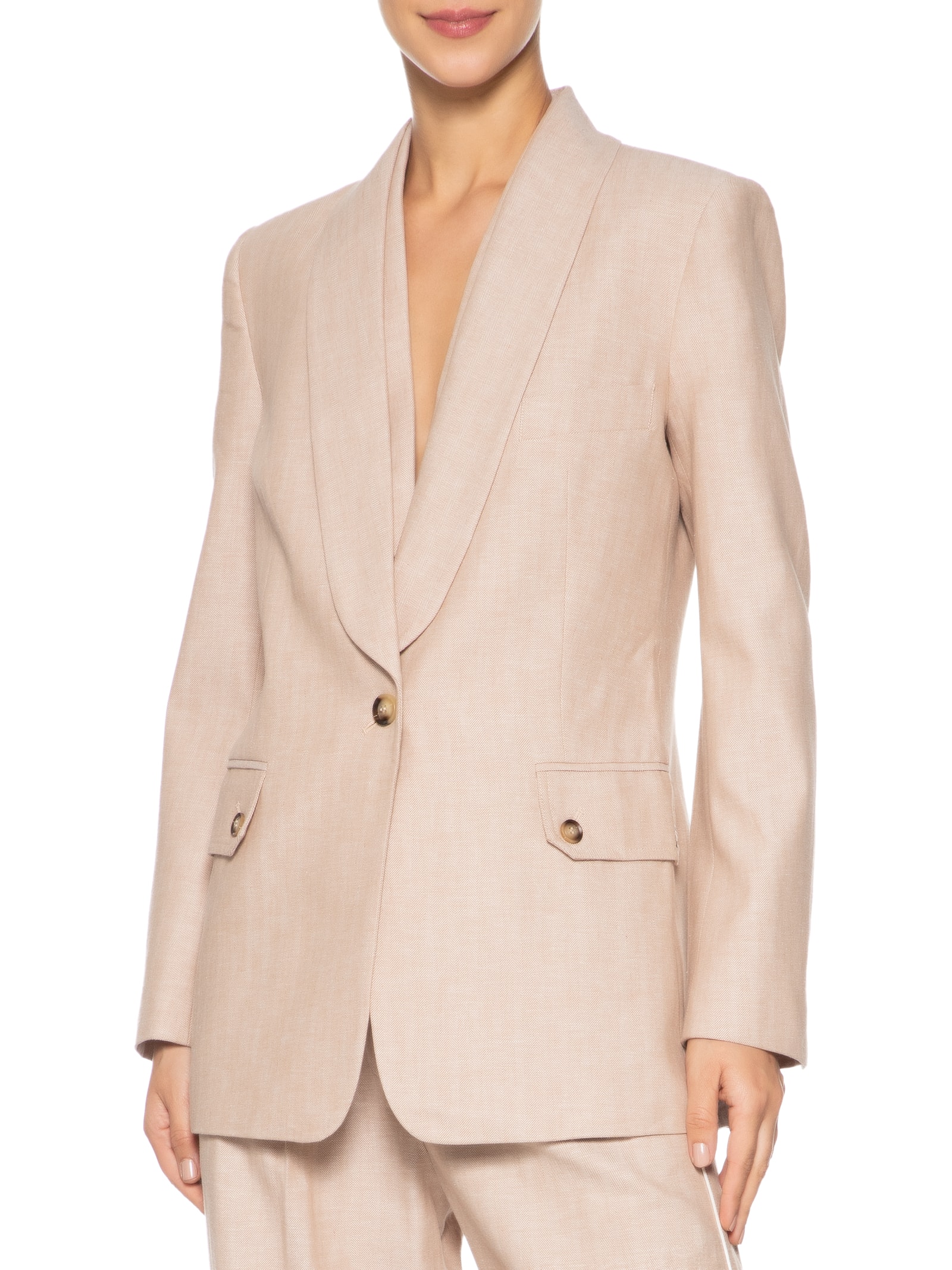Blazer Feminino Herring Bone Bege Animale