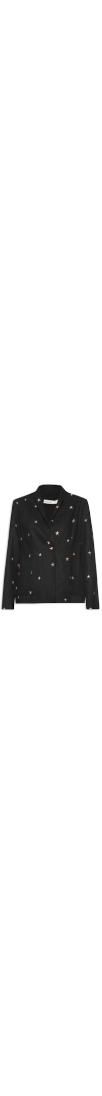 Blazer Feminino Linho Bordado Estrela Lurex - Preto