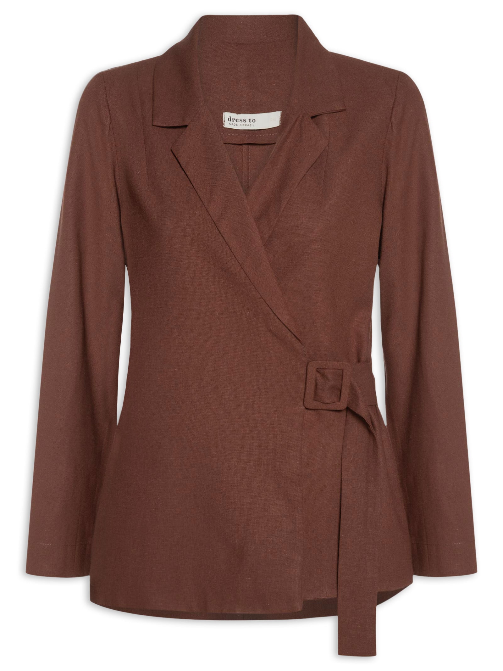 Blazer Feminino Linho Fivela Marrom Dress To