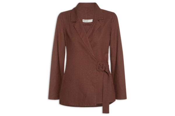 Blazer Feminino Linho Fivela - Marrom