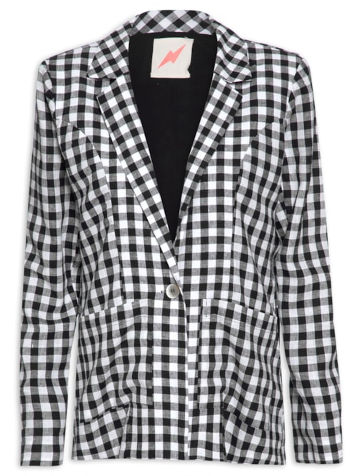 Blazer Feminino Linho Vichy - Preto