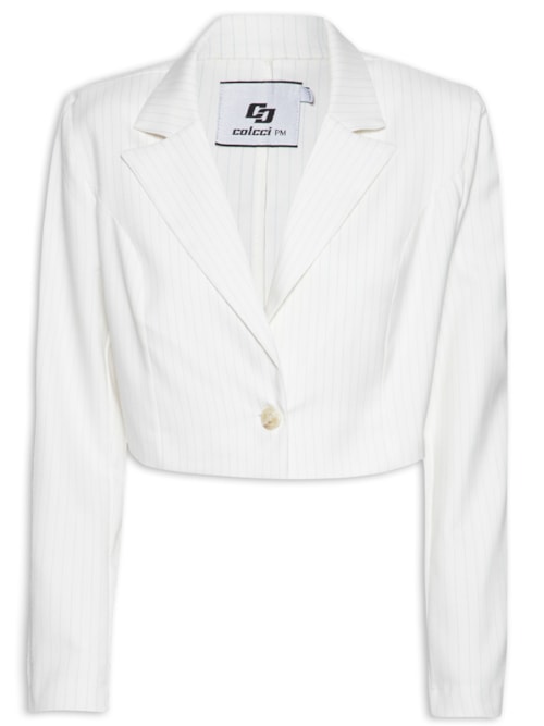 Blazer Feminino Listrado - Branco