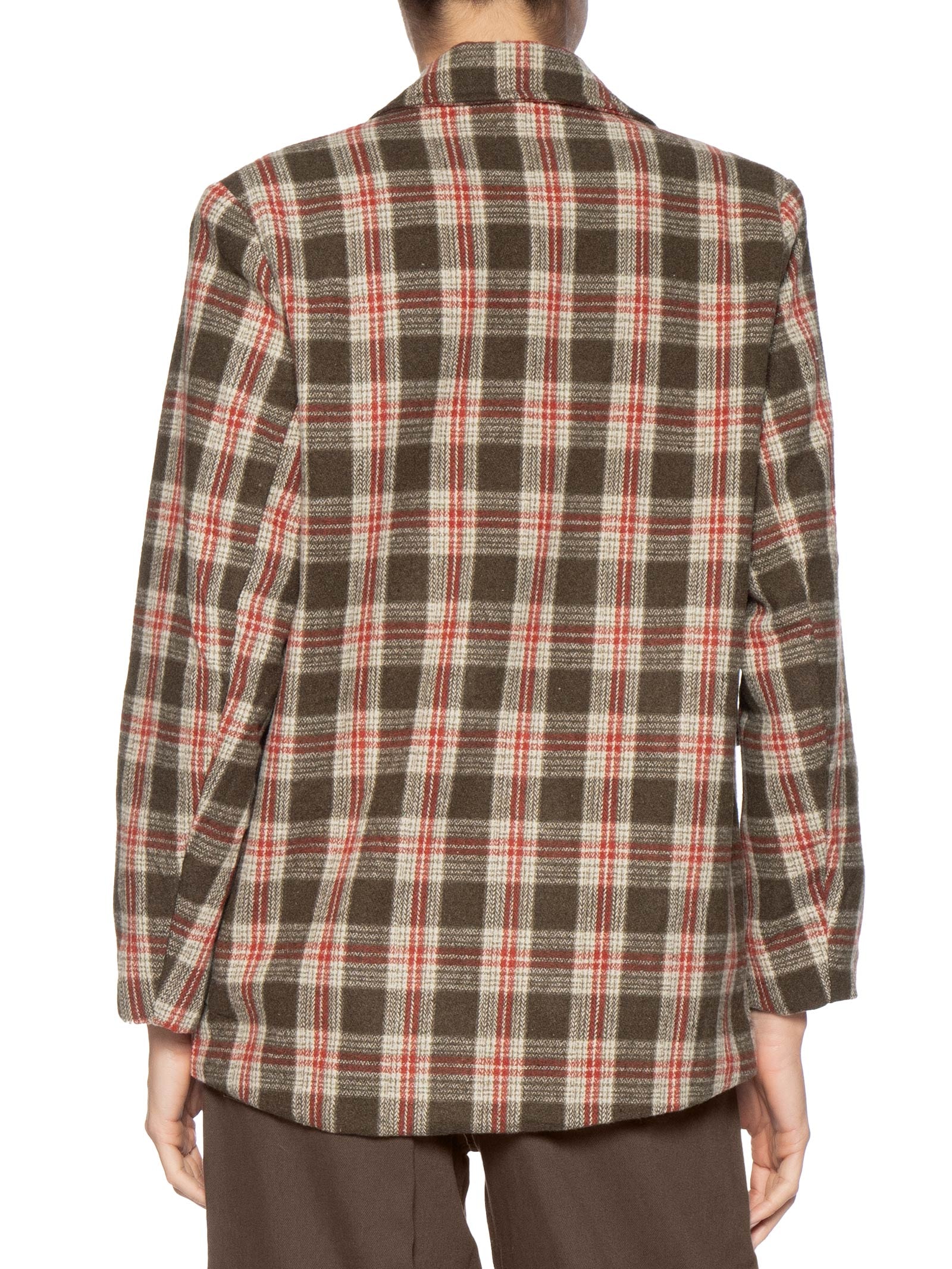 Blazer Feminino Oversized Xadrez Bege Basiq
