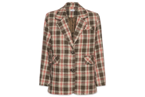 Blazer Feminino Oversized Xadrez - Bege