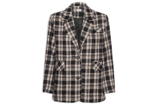 Blazer Feminino Oversized Xadrez - Preto
