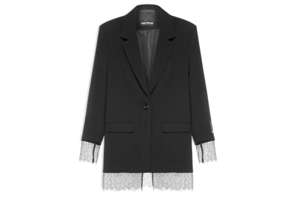 Blazer Feminino Regular Com Renda - Preto
