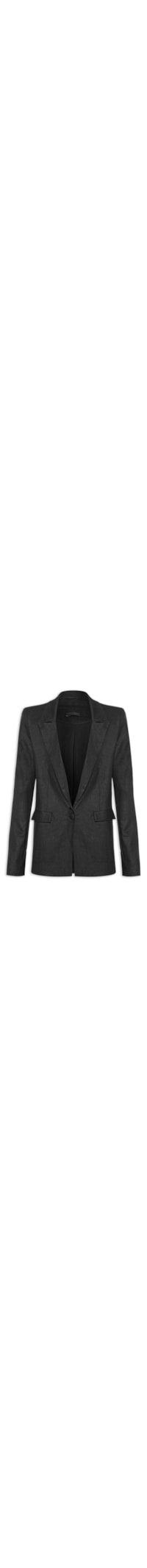 Blazer Feminino Reto E Alongado Em Linho Misto - Preto