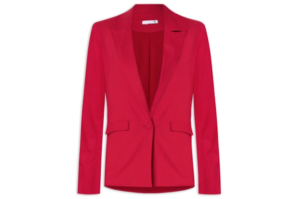 Blazer Feminino Reto E Alongado Em Linho Misto - Vermelho