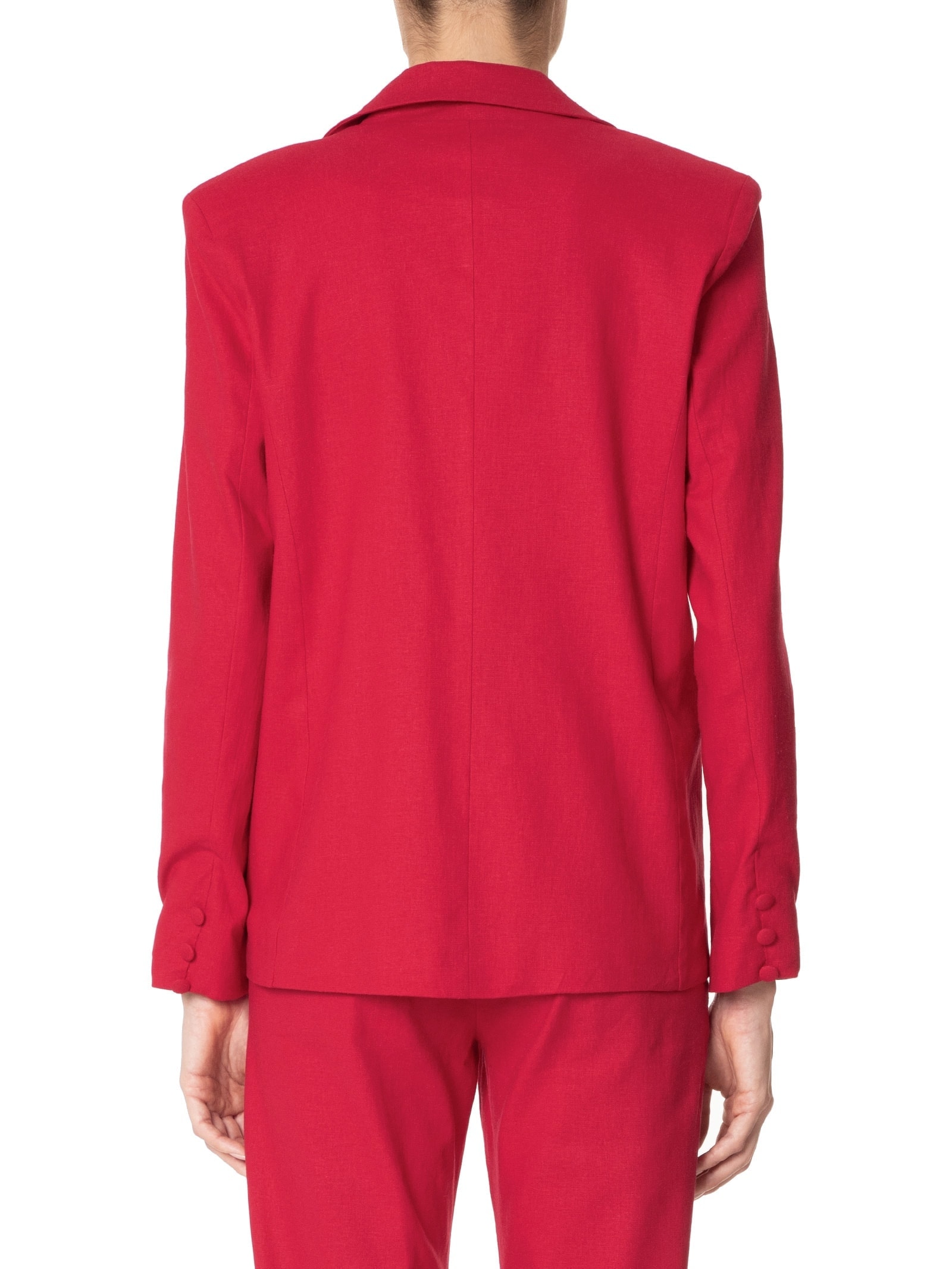 Blazer Feminino Reto E Alongado Em Linho Misto Vermelho '2Essential