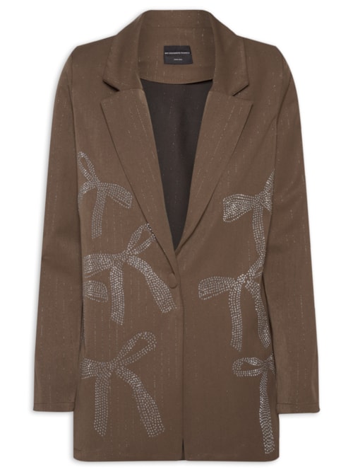 Blazer Feminino Risca De Giz Oversized – Marrom