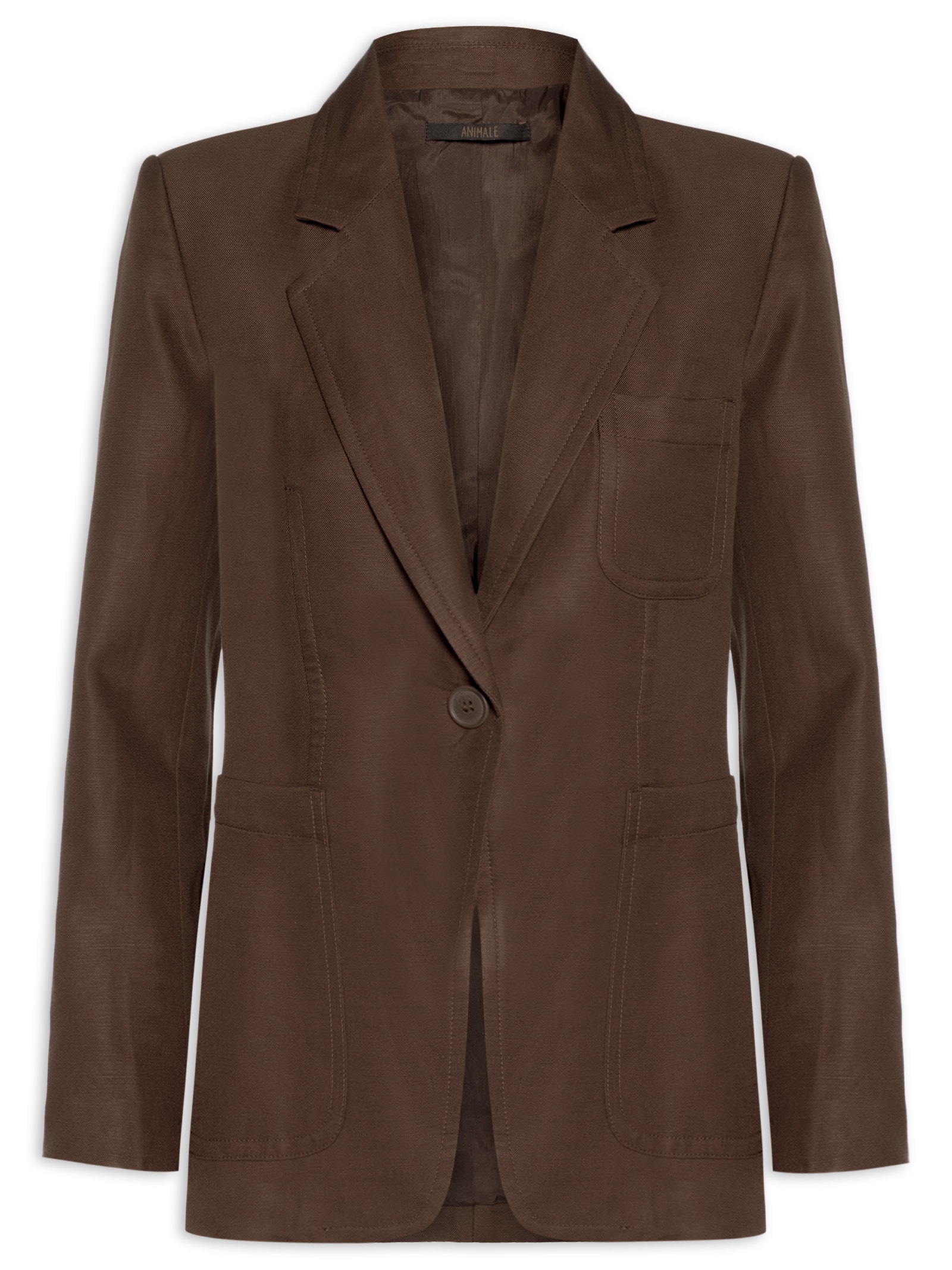 Blazer Feminino Slim Brumas Marrom Animale
