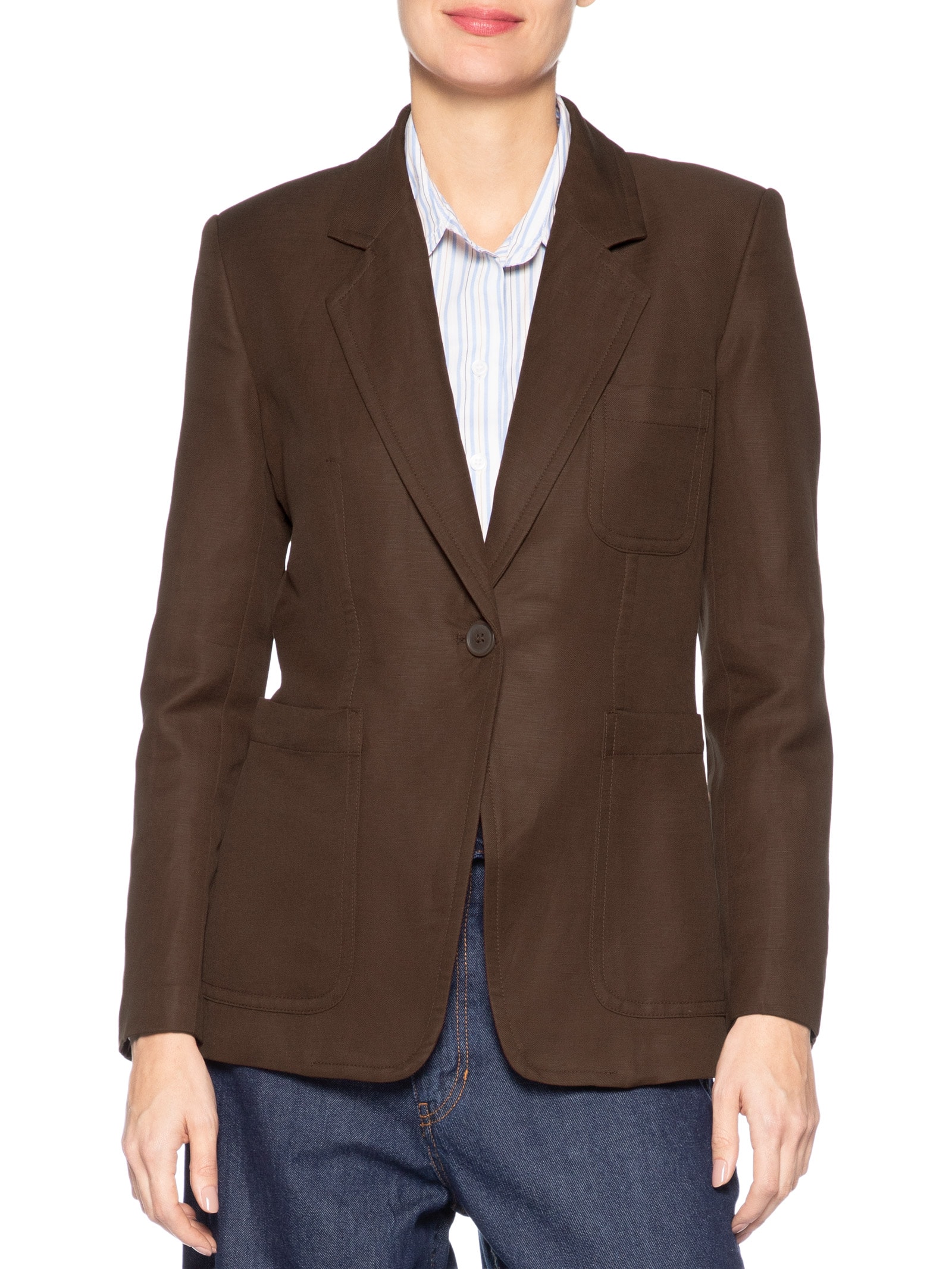 Blazer Feminino Slim Brumas Marrom Animale