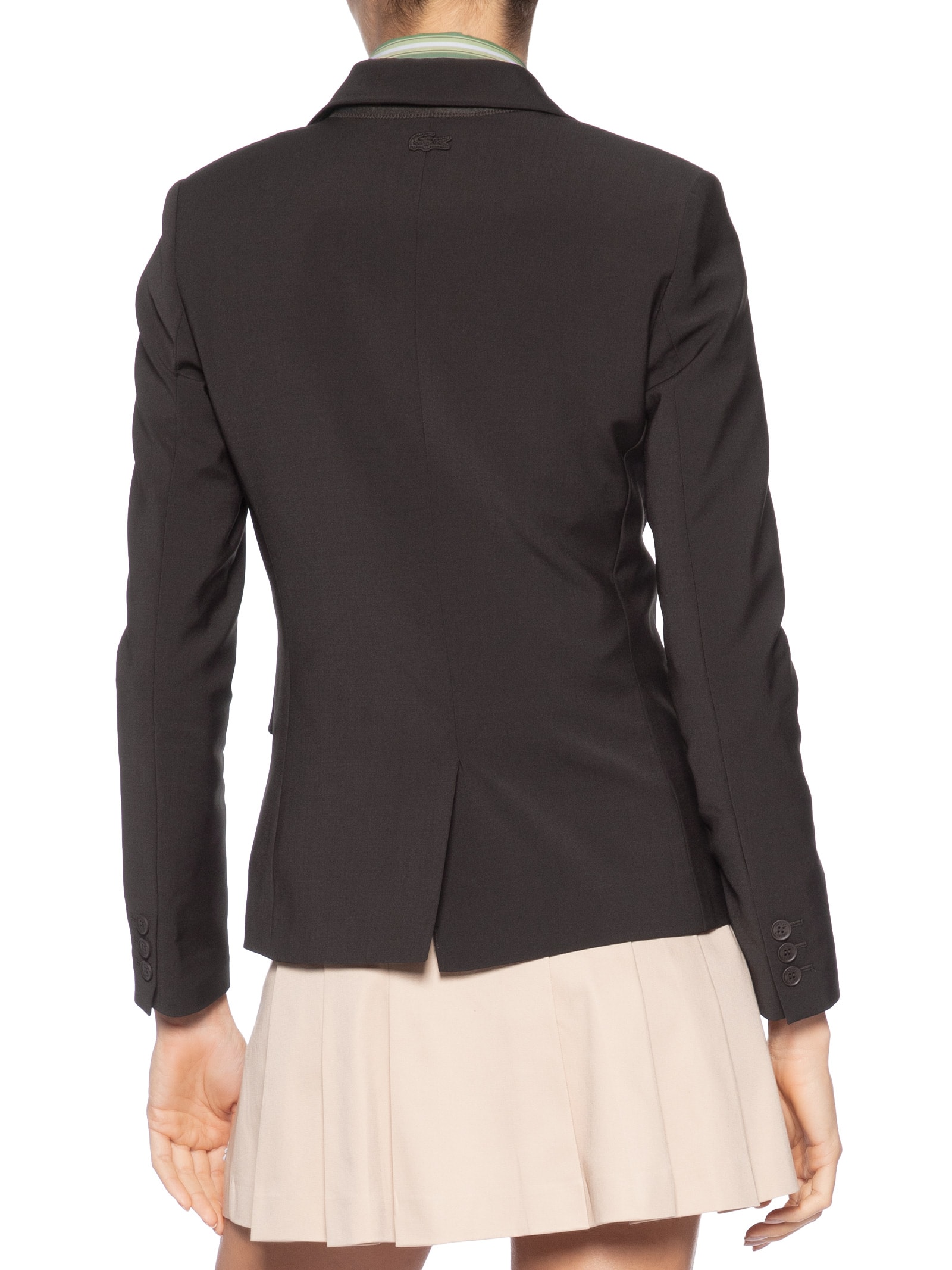 Blazer Feminino Slim Fit De Lã Com Logo Bordado Marrom Lacoste