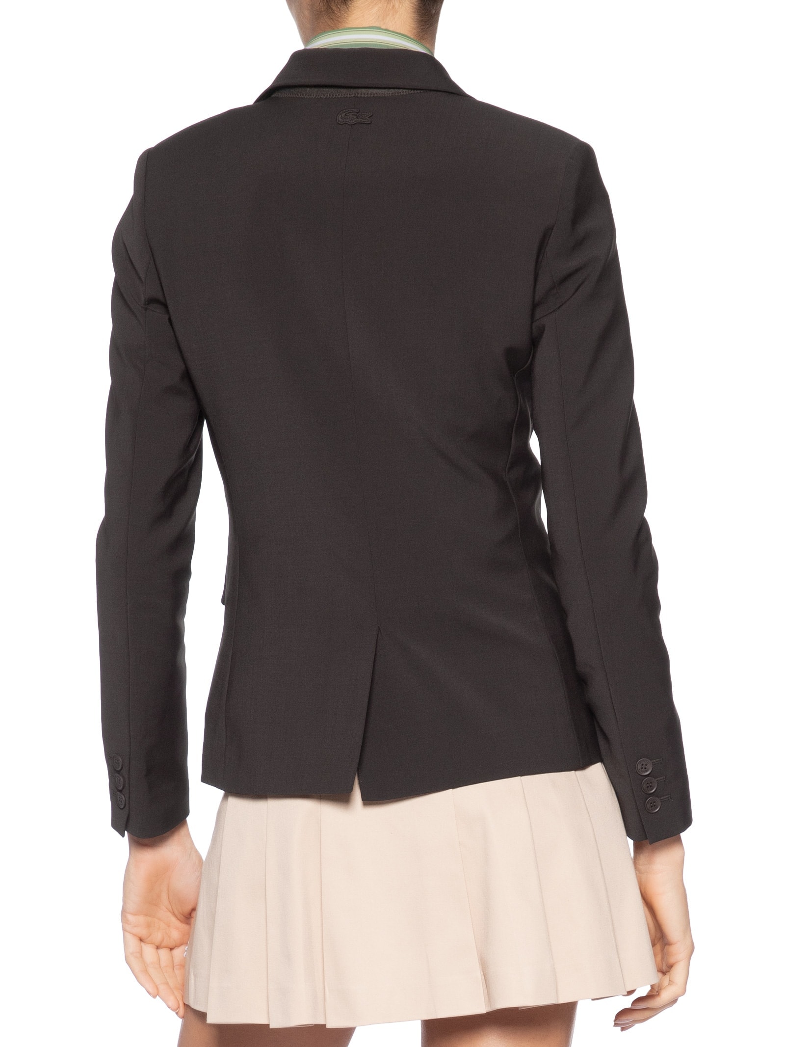 Blazer Feminino Slim Fit De Lã Com Logo Bordado Marrom Lacoste