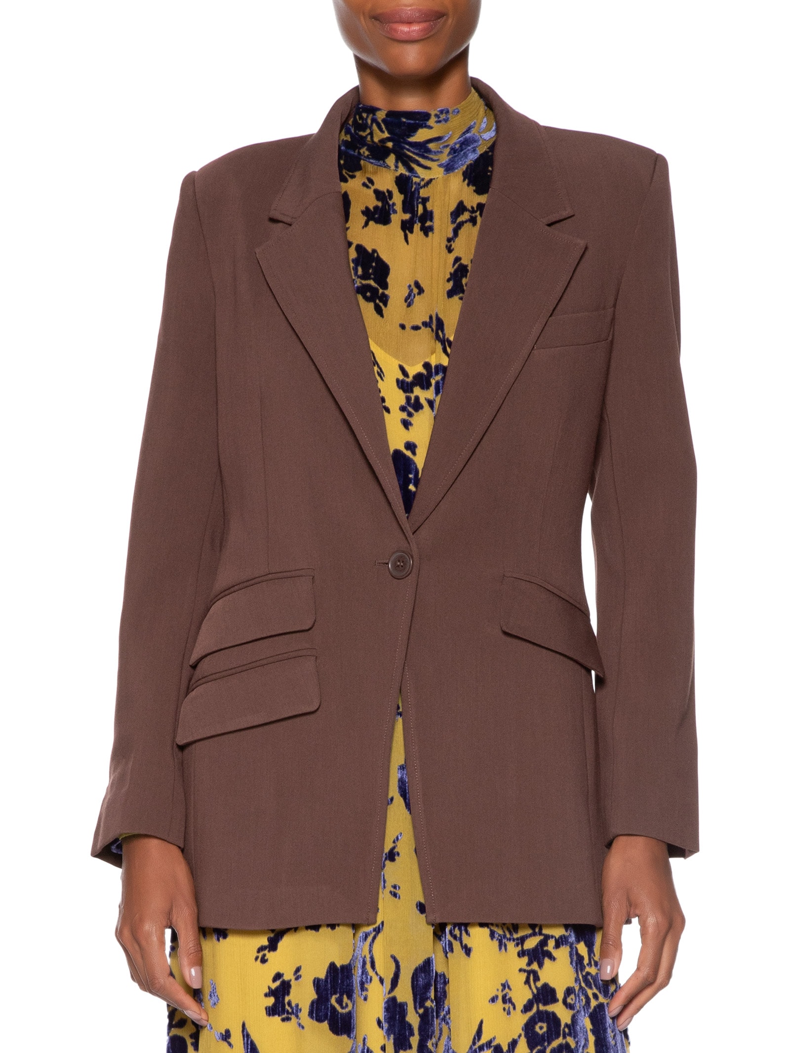 Blazer Feminino Slim Voyage Marrom Animale