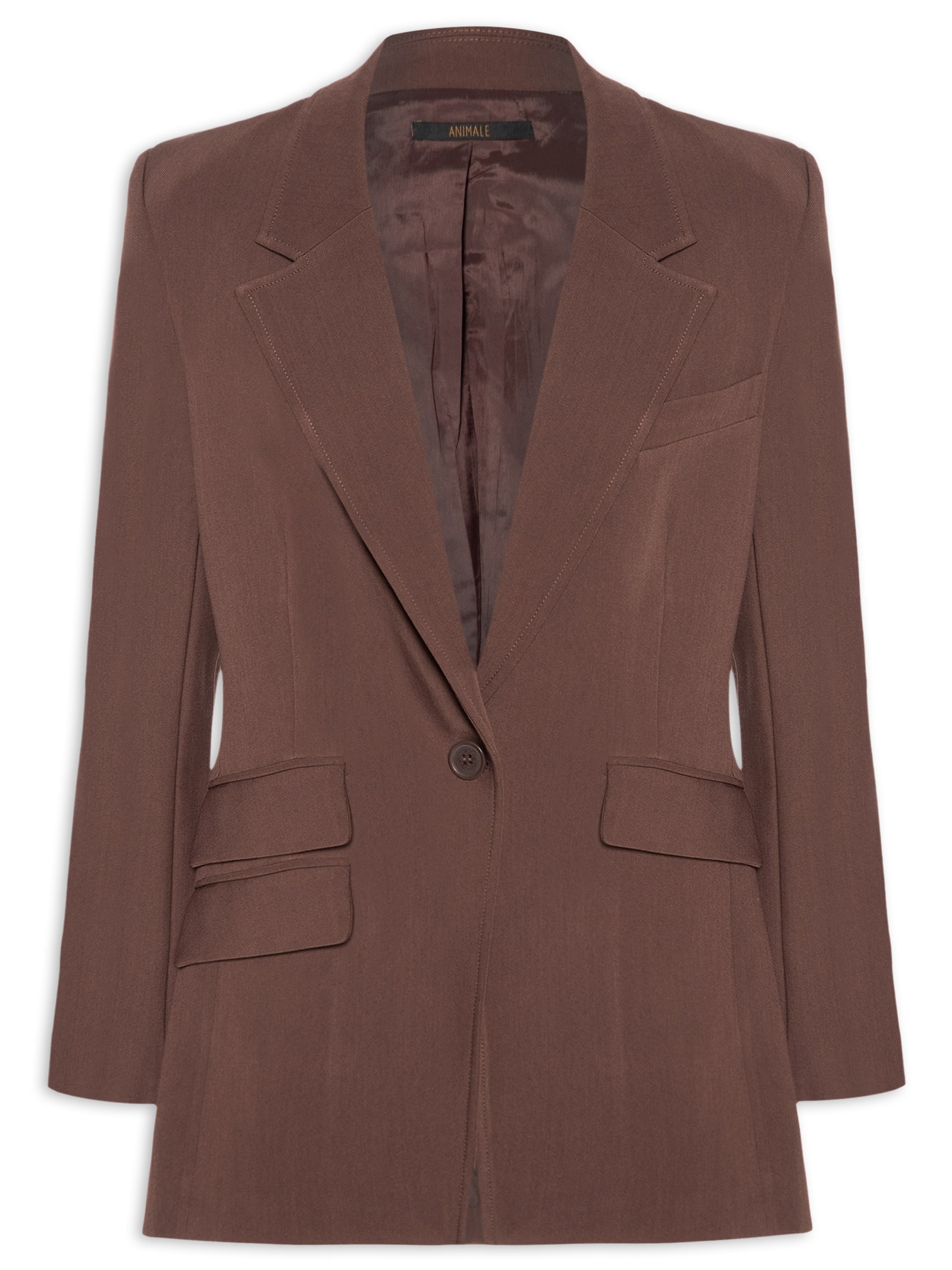 Blazer Feminino Slim Voyage Marrom Animale